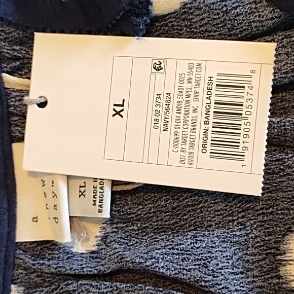 A New Day Blouse Women's 20W 2X Plus Size Cap Sleeve Travel Navy Blue White Dots - Picture 8 of 9